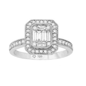 Brilliant and baguette diamond cluster ring r82404