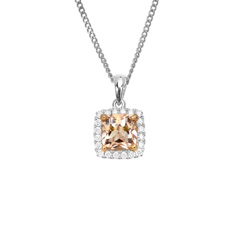 Morganite and diamond necklace