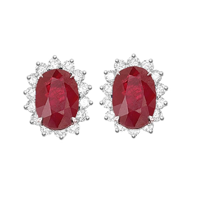 Ruby & Diamond Cluster Stud Earrings - Temelli Jewellery
