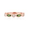 Milgrain Green Sapphire & Diamond Ring