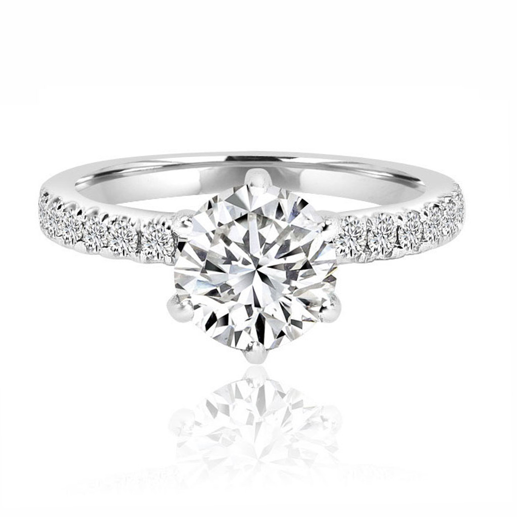 Round Brilliant Crown Engagement Ring With Diamond Band - Temelli Jewellery