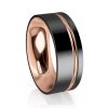 Zirconium & 9ct Inner Edge & Groove 7.5mm Wide Ring
