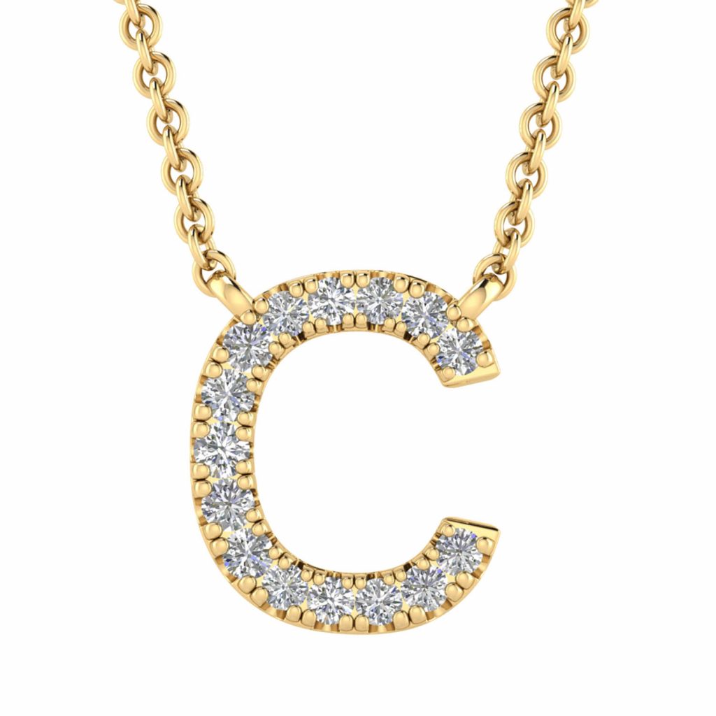 9ct Yellow Gold Diamond Initial Necklace - Temelli Jewellery