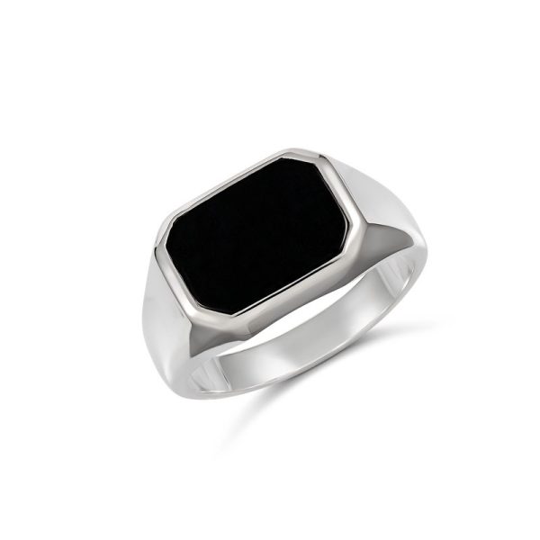 Sterling Silver & Octagon Onyx Signet Ring