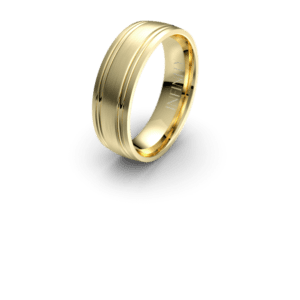 Gold ring with engraved details, isolated background.