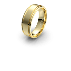 Elegant gold wedding ring with a smooth finish.