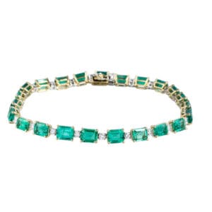 Emerald Cut Emerald & Diamond Bracelet