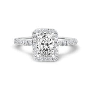 Radiant Cut Halo & Petite Diamond Band Engagement Ring