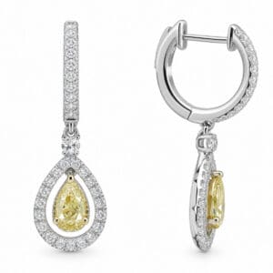 Yellow Pear Diamond Halo Earrings