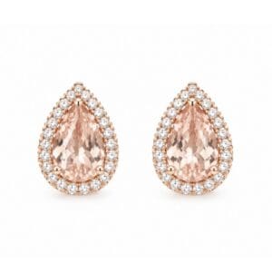 Pear Morganite & Diamond Stud Earrings